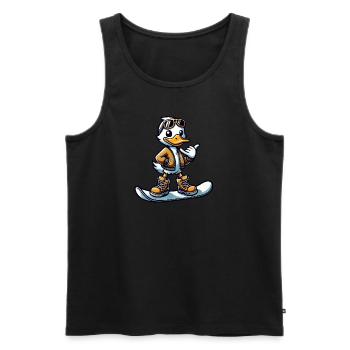Comic Duck Snowboarding Winter Winter Sports - Men's Premium Organic Tank Top - black - Front - Michal (187cm)