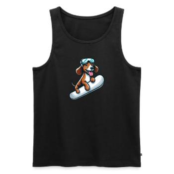 Dackel Hund Snowboard Comics Winterspaß - Männer Premium Bio Tank Top - Schwarz - Vorne - AI Model Male 178 light (178cm)