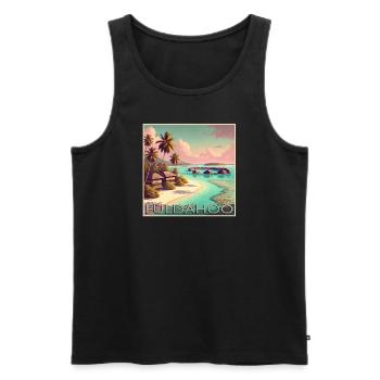 Fuldahoo Malediven Überwasser-Bungalows Retro - Männer Premium Bio Tank Top - Schwarz - Vorne - Michal (187cm)