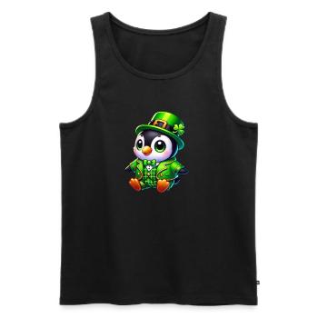 Dessin animé mignon du pingouin de Saint-Patrick - Débardeur bio Premium Homme - noir - Devant - AI Model Male 178 light (178cm)