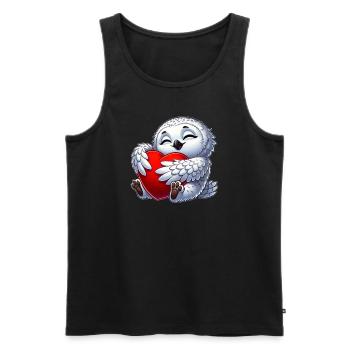 Verliebte Eule Schneeeule Herz Valentinstag - Männer Premium Bio Tank Top - Schwarz - Vorne - Michal (187cm)