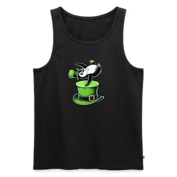 St. Patrick's Day Pinguin Tanz Kleeblatt Spaß - Männer Premium Bio Tank Top - Schwarz - Vorne - Michal (187cm)