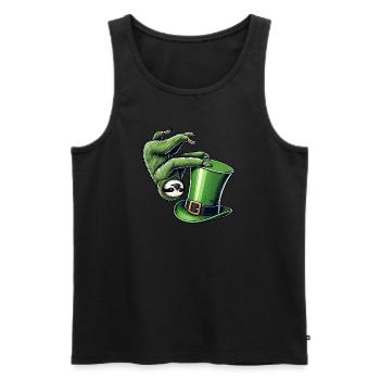St. Patrick's Sloth Shamrock Handstand - Men's Premium Organic Tank Top - black - Front - Michal (187cm)