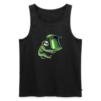 St. Patricks Day Faultier Zylinder Grün - Männer Premium Bio Tank Top - Schwarz - Vorne - Michal (187cm)