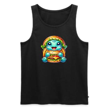 Cute Turtle Hamburger Whimsical Hat - Men's Premium Organic Tank Top - black - Front - Michal (187cm)