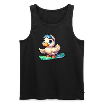 Mignon dessin animé canard surfeur snowboarder - Débardeur bio Premium Homme - noir - Devant - AI Model Male 178 light (178cm)