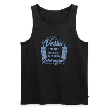 Vodka Spruch Keine gute Geschichte beginnt mit Sal - Männer Premium Bio Tank Top - Schwarz - Vorne - Michal (187cm)