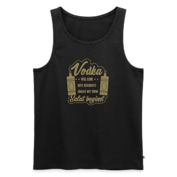 Vodka Spruch Keine gute Geschichte beginnt mit Sal - Männer Premium Bio Tank Top - Schwarz - Vorne - Michal (187cm)