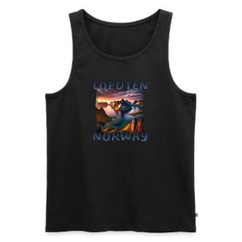 Lofoten Norway Grunge Fjord Sunset - Men's Premium Organic Tank Top - black - Front - Michal (187cm)