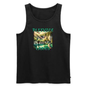 Plitvice Seen Kroatien Grunge Wasserfall - Männer Premium Bio Tank Top - Schwarz - Vorne - Michal (187cm)