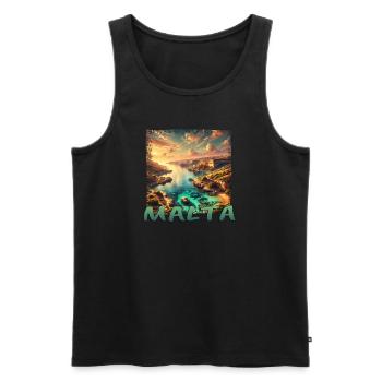 Malta Insel Mittelmeer Urlaub Grunge Stil - Männer Premium Bio Tank Top - Schwarz - Vorne - AI Model Male 178 light (178cm)