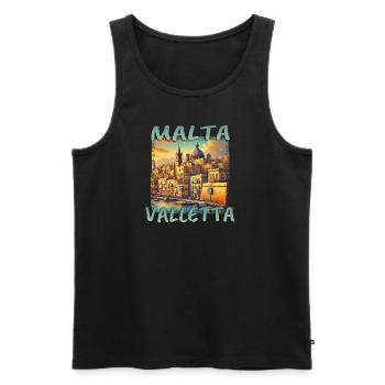 Malte La Valette Vacances Mer Méditerranée - Débardeur bio Premium Homme - noir - Devant - AI Model Male 178 light (178cm)