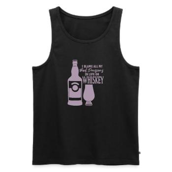 Mauvaises décisions Dicton du whisky - Débardeur bio Premium Homme - noir - Devant - Michal (187cm)