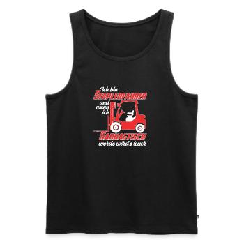 Sarkastische Sprüche für Staplerfahrer - Männer Premium Bio Tank Top - Schwarz - Vorne - AI Model Male 178 light (178cm)