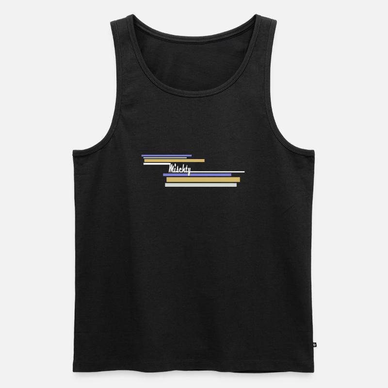 Mischty Longstripe White - Männer Premium Bio Tank Top - Schwarz
