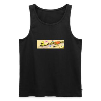 Giraffe relaxes on the beach🦒 - Men's Premium Organic Tank Top - black - Front - Michal (187cm)