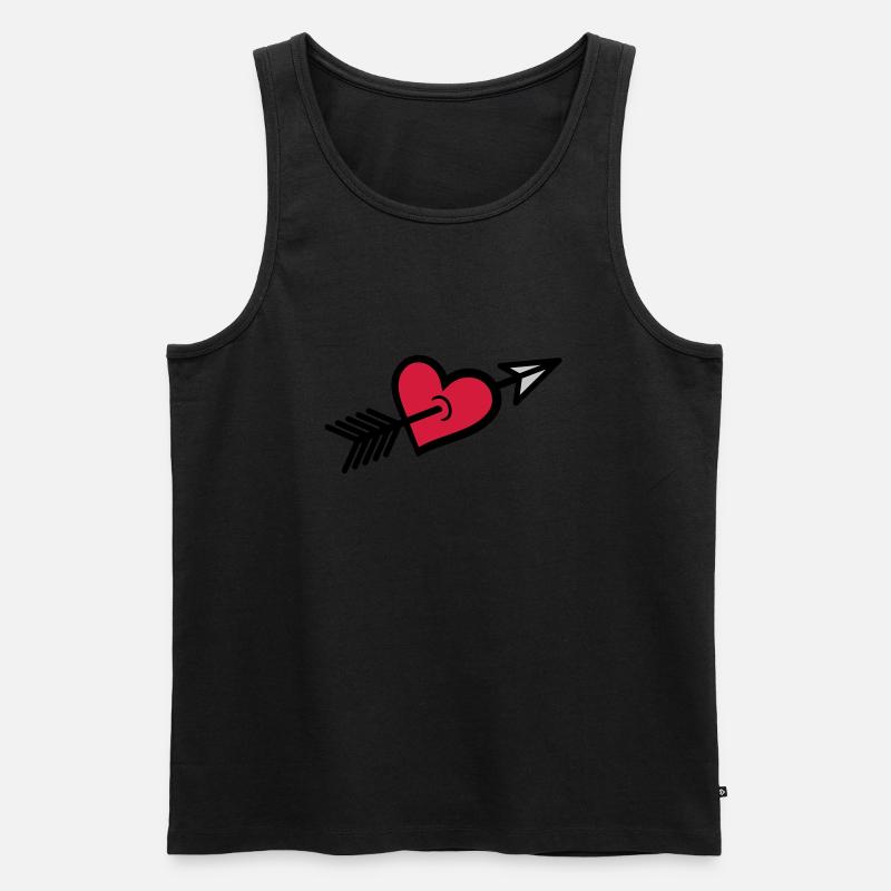 Pfeil durch Herz geschossen - Männer Premium Bio Tank Top - Schwarz