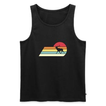 Hirsch Retro Vintage - Men's Premium Organic Tank Top - black - Front - Michal (187cm)