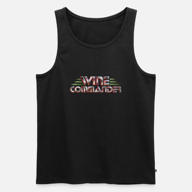 WINE COMMANDER (Pixel Art) - Männer Premium Bio Tank Top - Schwarz