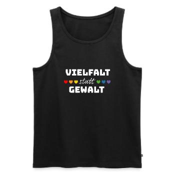 Regenbogenherzchen Vielfalt statt Gewalt weiss - Männer Premium Bio Tank Top - Schwarz - Vorne - Michal (187cm)