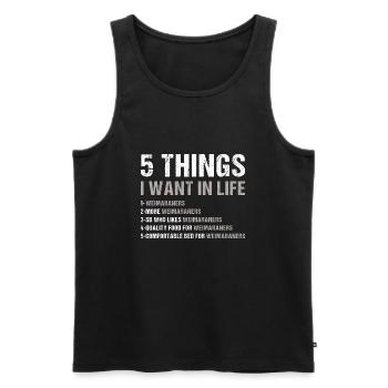 5 choses que je veux dans la vie Braque de Weimar - Débardeur bio Premium Homme - noir - Devant - AI Model Male 178 light (178cm)