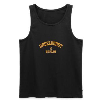 Haselhorst - Spandau - Berlin - Deutschland - Männer Premium Bio Tank Top - Schwarz - Vorne - Michal (187cm)