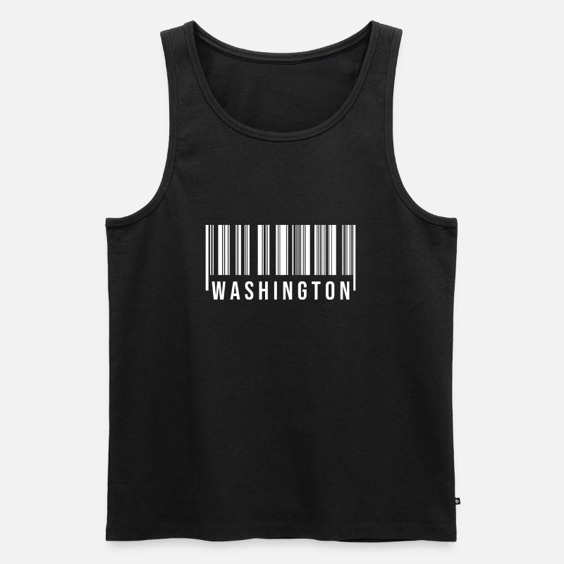 Washington Strichcode - Männer Premium Bio Tank Top - Schwarz