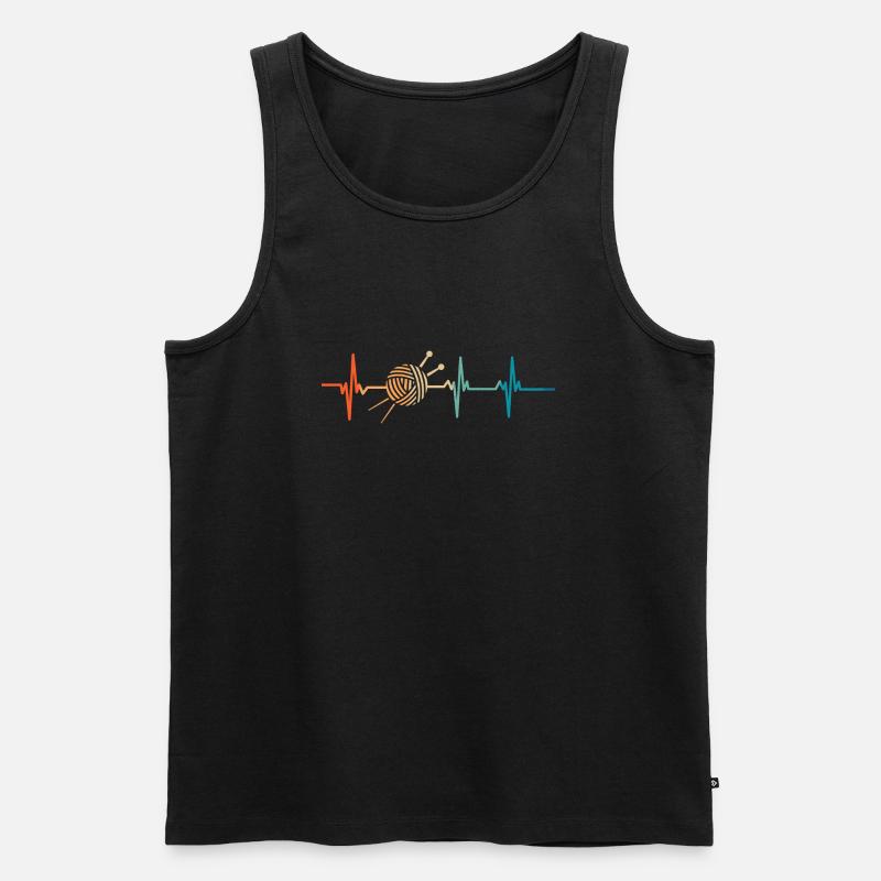 Gestrickter Herzschlag - Männer Premium Bio Tank Top - Schwarz