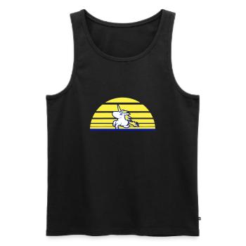 Unicorn Jumping Sun Stripe Rides Sweet Gallop - Men's Premium Organic Tank Top - black - Front - Michal (187cm)