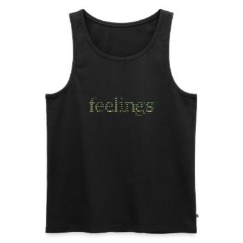 Colorful ASCII Art "Feelings" Shirt – Retro Digita - Men's Premium Organic Tank Top - black - Front - AI Model Male 178 light (178cm)