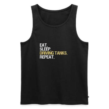 Eat. Sleep. Driving tanks. Repeat. (Tank) - Men's Premium Organic Tank Top - black - Front - AI Model Male 178 light (178cm)