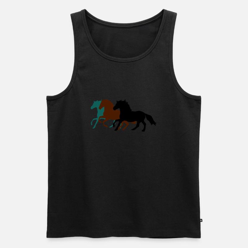 drei_pferde_pferd - Männer Premium Bio Tank Top - Schwarz