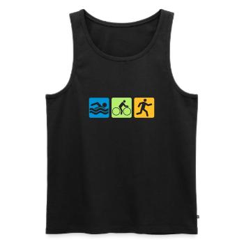bunt sport buttons piktogramm cool logo swim bike - Männer Premium Bio Tank Top - Schwarz - Vorne - AI Model Male 178 light (178cm)