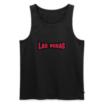 Las Vegas USA Travel Trip Lettering Logo Design - Men's Premium Organic Tank Top - black - Front - Michal (187cm)