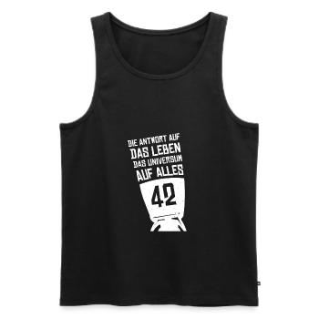 Answer 42 - Men's Premium Organic Tank Top - black - Front - AI Model Male 178 light (178cm)