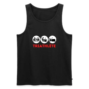 Triathlète sport humour geek cadeau - Débardeur bio Premium Homme - noir - Devant - Michal (187cm)