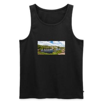 Tjødnane Seen Prekestolen (Preikestolen) in Rogal - Männer Premium Bio Tank Top - Schwarz - Vorne - AI Model Male 178 light (178cm)