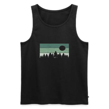 Retro Wald Natur Baum - Männer Premium Bio Tank Top - Schwarz - Vorne - Michal (187cm)