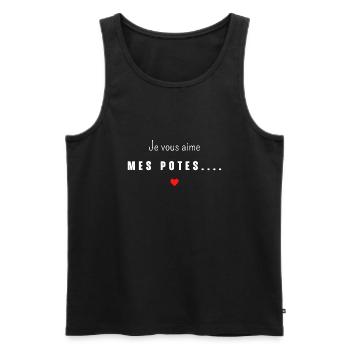 je vous aime mes potes - Débardeur bio Premium Homme - noir - Devant - Michal (187cm)