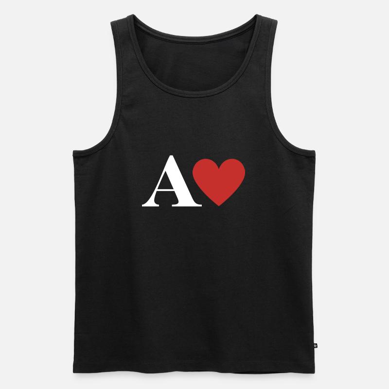 Roter Herz-Buchstabe - Männer Premium Bio Tank Top - Schwarz