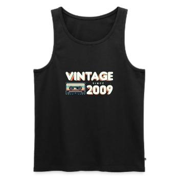 Rétro Vintage 2009 Nostalgique Anniversaire Hommes Femmes - Débardeur bio Premium Homme - noir - Devant - Michal (187cm)