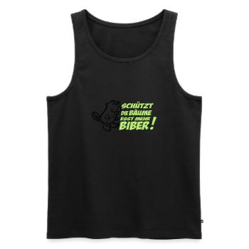 Schützt die Bäume - esst mehr Biber! - Männer Premium Bio Tank Top - Schwarz - Vorne - AI Model Male 178 light (178cm)