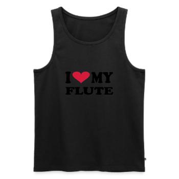 I Love My Flute - Débardeur bio Premium Homme - noir - Devant - AI Model Male 178 light (178cm)