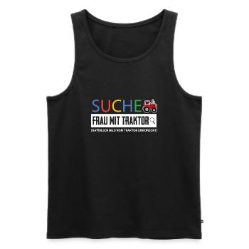 Suche Frau mit Traktor Lustig - Männer Premium Bio Tank Top - Schwarz - Vorne - AI Model Male 178 light (178cm)