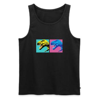 T-Rex PopArt C - Männer Premium Bio Tank Top - Schwarz - Vorne - AI Model Male 178 light (178cm)
