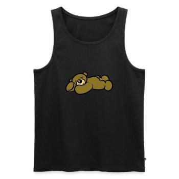 Ours en peluche dormir fatigué sweet - Débardeur bio Premium Homme - noir - Devant - AI Model Male 178 light (178cm)