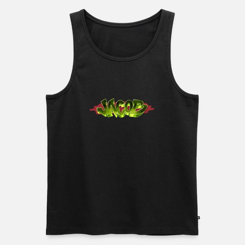 Jacob Graffiti Name - Männer Premium Bio Tank Top - Schwarz
