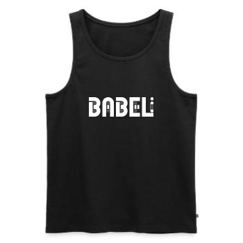 Babeli Logo BLANC - Débardeur bio Premium Homme - noir - Devant - AI Model Male 178 light (178cm)