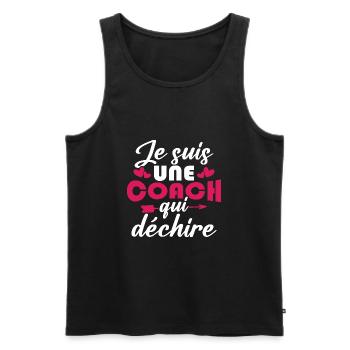 Je suis une coach qui déchire - Débardeur bio Premium Homme - noir - Devant - Michal (187cm)