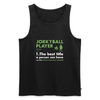 Sport Player Definition Jorkyball - Men's Premium Organic Tank Top - black - Front - Michal (187cm)